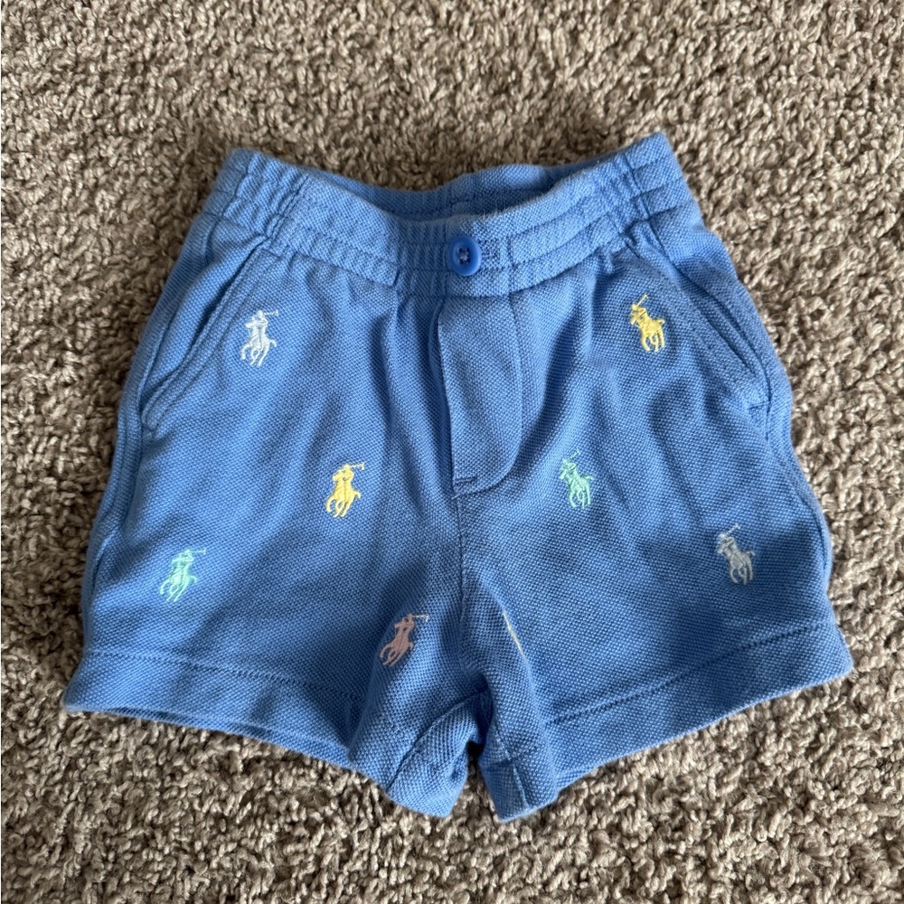 Polo Ralph Lauren Baby 9M Blue Shorts with Embroidered Ponies